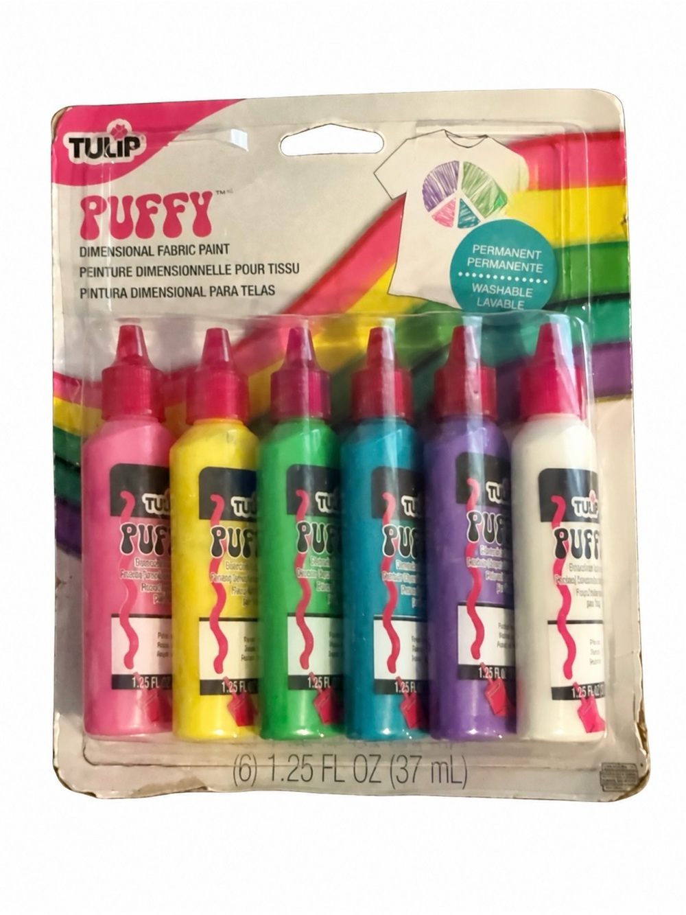 Tulip Puffy Dimensional Fabric Paint 6-Pack Multicolor 1.25 oz